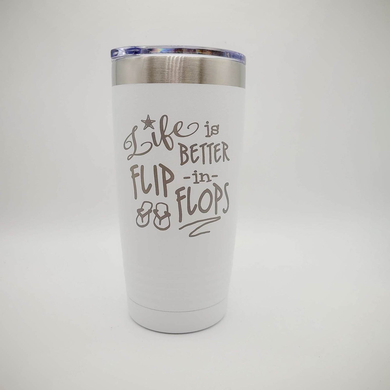 Life is Better in Flip Flops - Engraved 20oz White Polar Camel Tumbler - Sunny Box