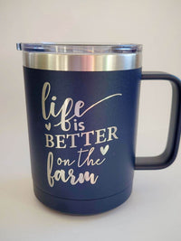 Life is Better on the Farm Engraved 15oz Navy Polar Camel Mug - Sunny Box