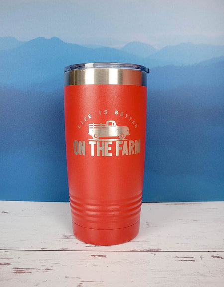 Life is Better on the Farm Engraved 20oz Red Polar Camel Tumbler - Sunny Box