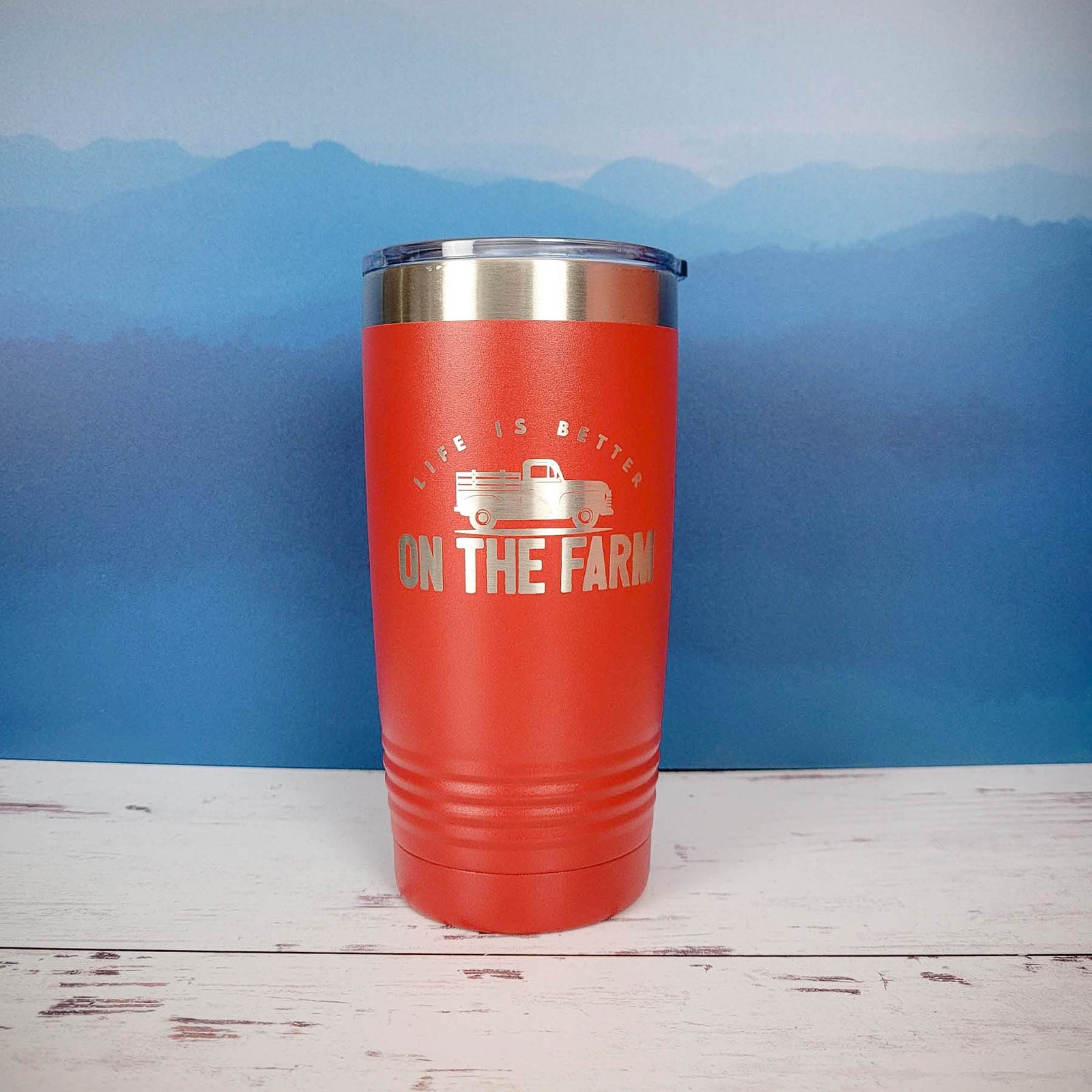 Life is Better on the Farm Engraved 20oz Red Polar Camel Tumbler - Sunny Box