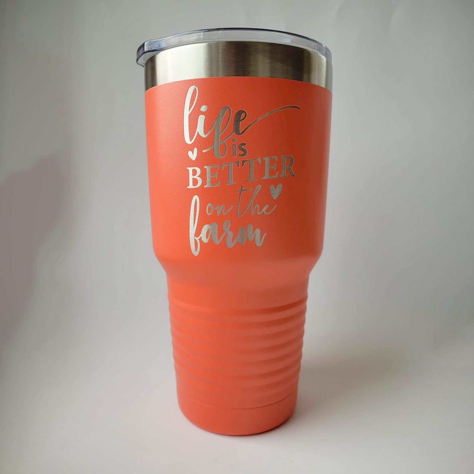 Life is Better on the Farm - Engraved 30oz Coral Polar Camel Tumbler - Sunny Box