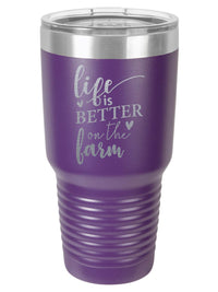 Life is Better on the Farm Engraved 30oz Purple Polar Camel Tumbler - Sunny Box