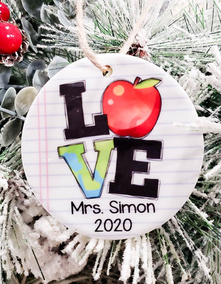 Personalized Teacher Ceramic Ornament - Teacher Appreciation - Sunny Box
