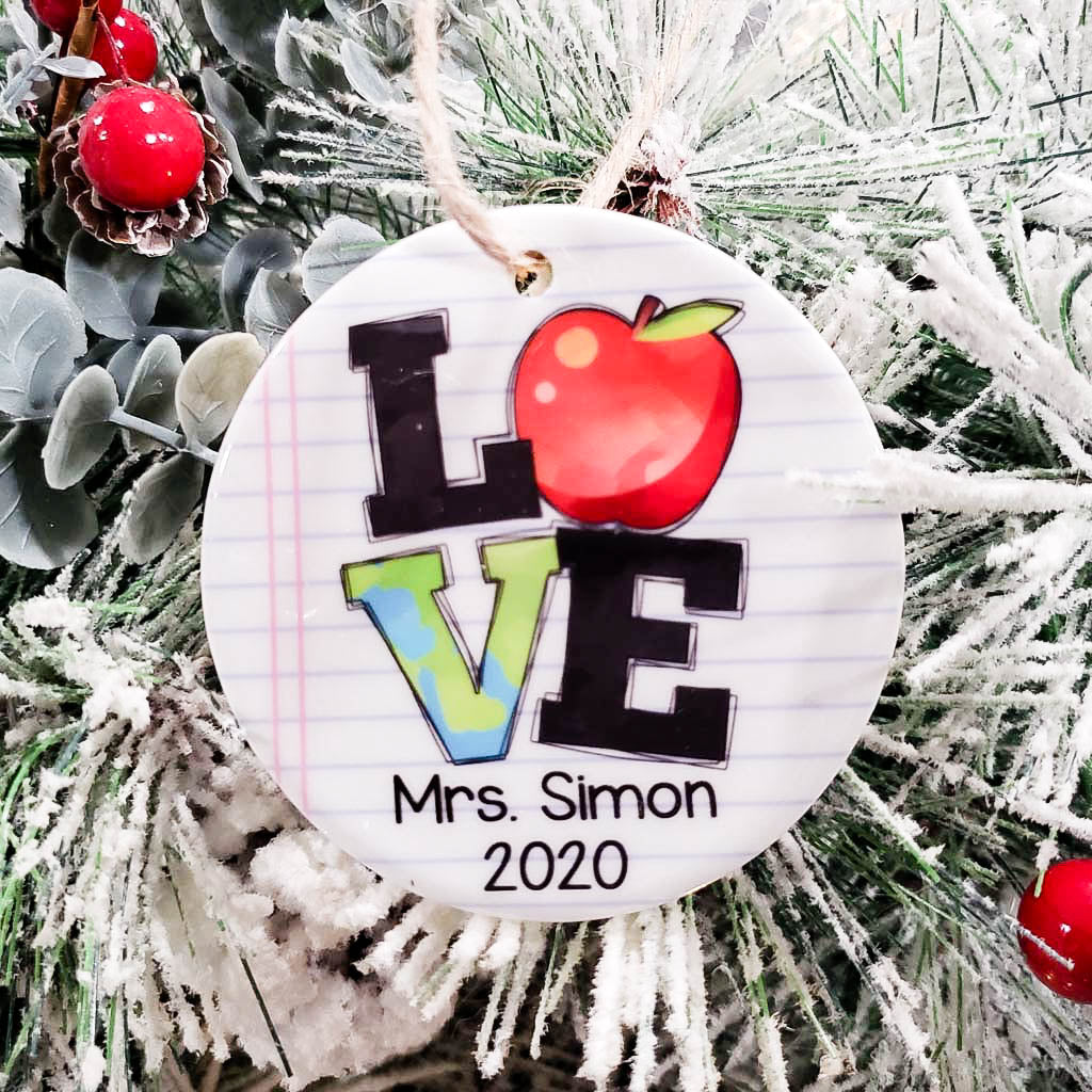 Personalized Teacher Ceramic Ornament - Teacher Appreciation - Sunny Box