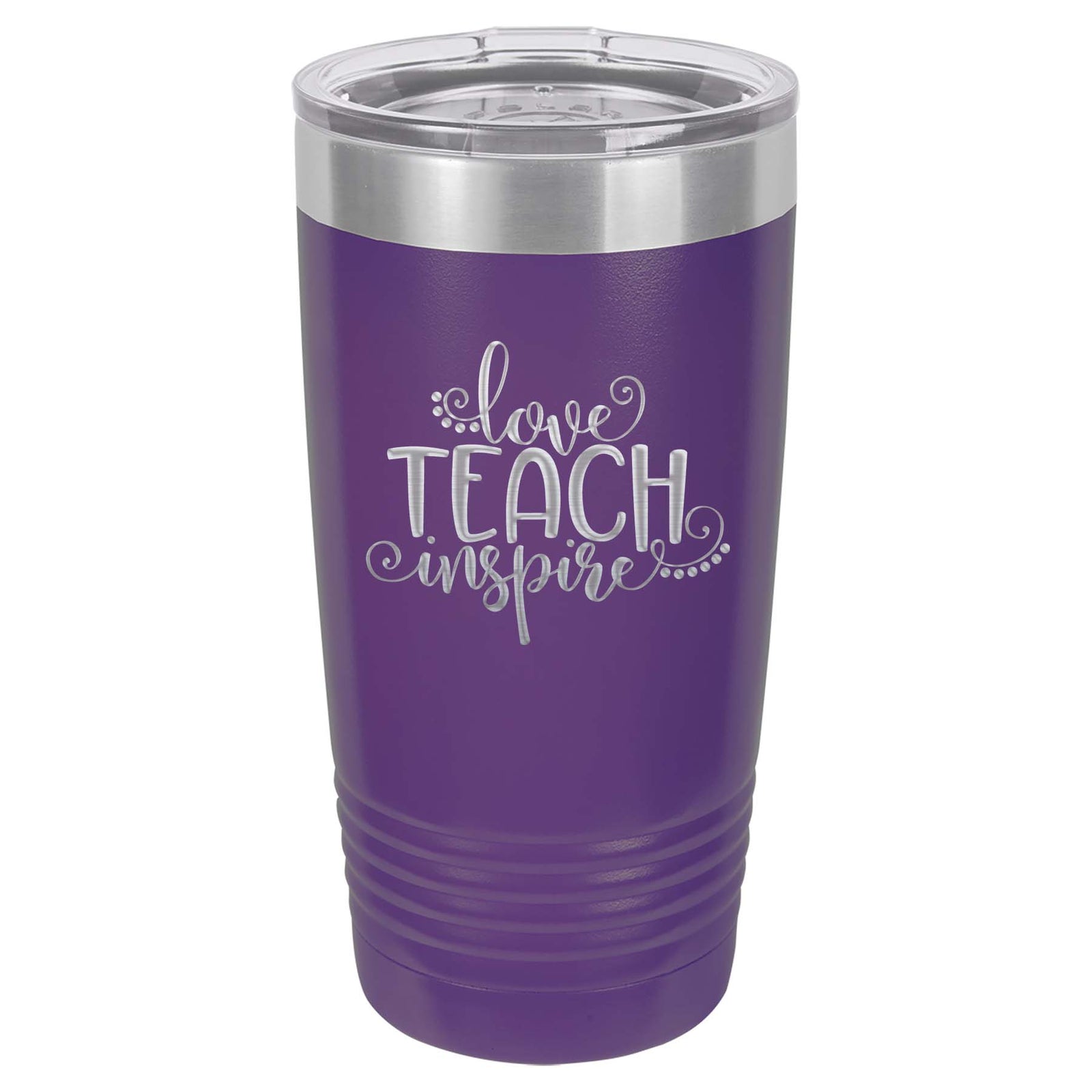 Love, Teach, Inspire - Custom Teacher Engraved 20oz Purple Polar Camel Tumbler - Sunny Box