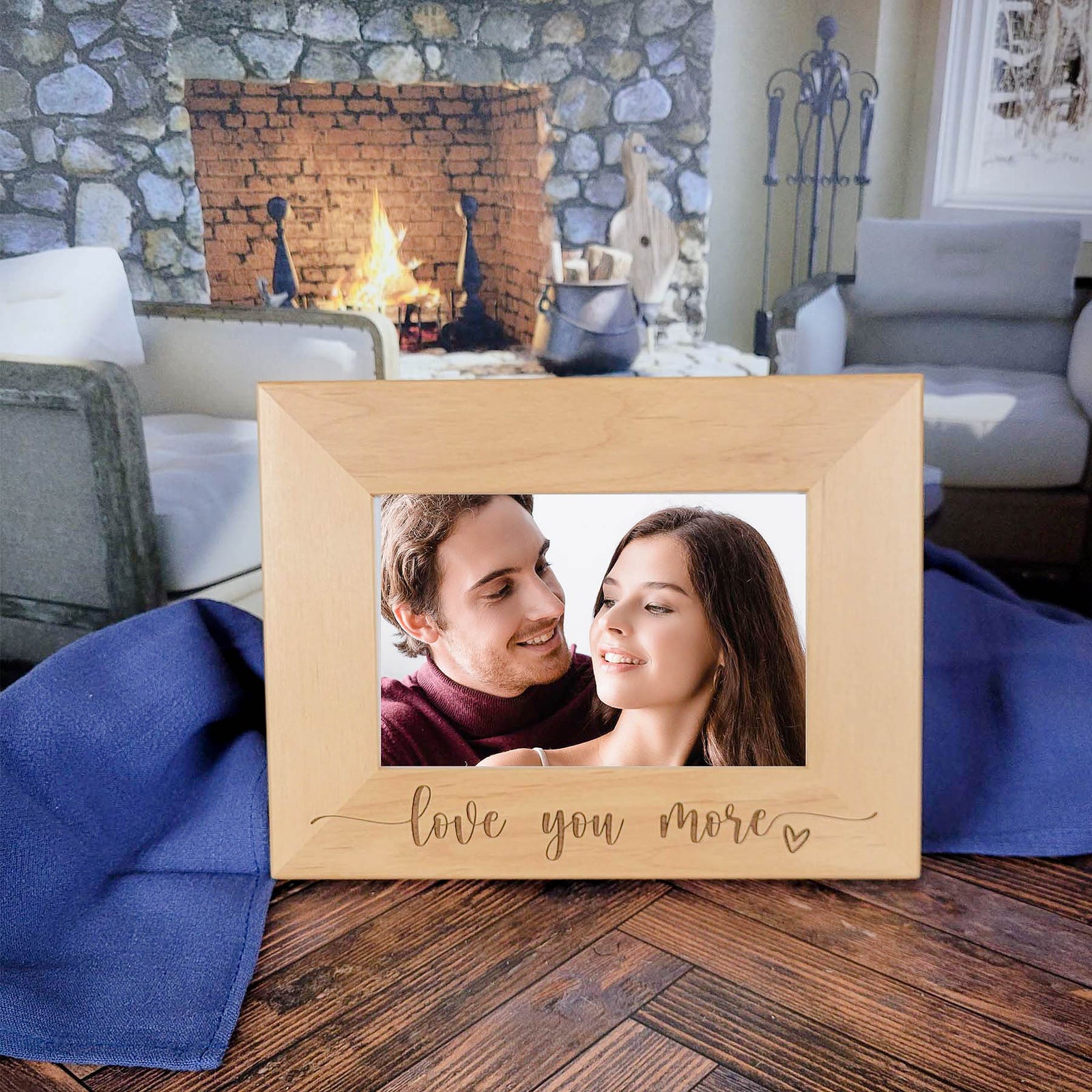 Love You More - Engraved Wood Picture Frame