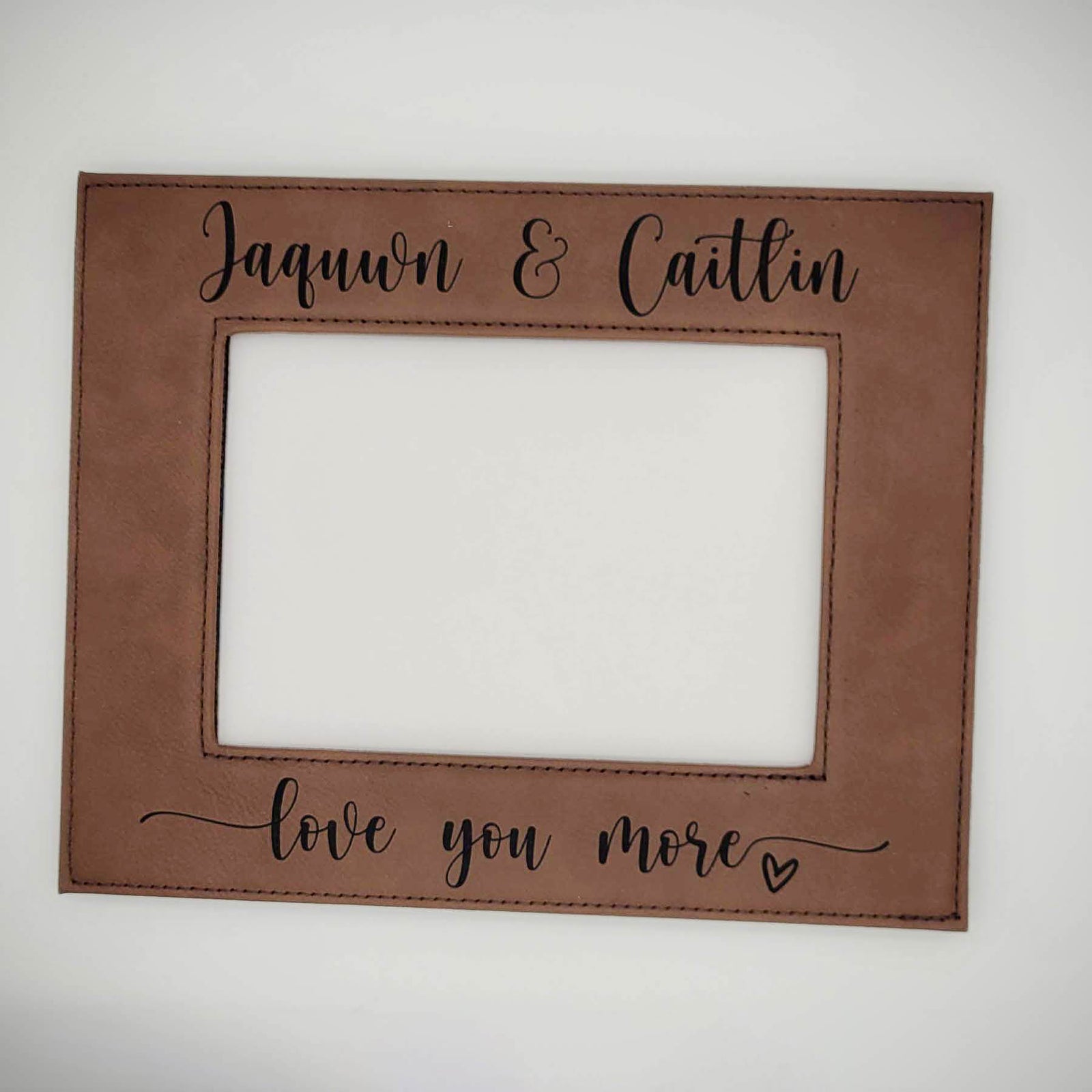 Love You More Engraved Personalized Leatherette Picture Frame Dark Brown by Sunny Box