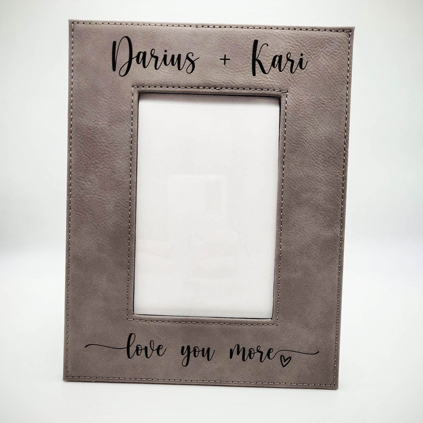 Love You More - Engraved Leatherette Picture Frame