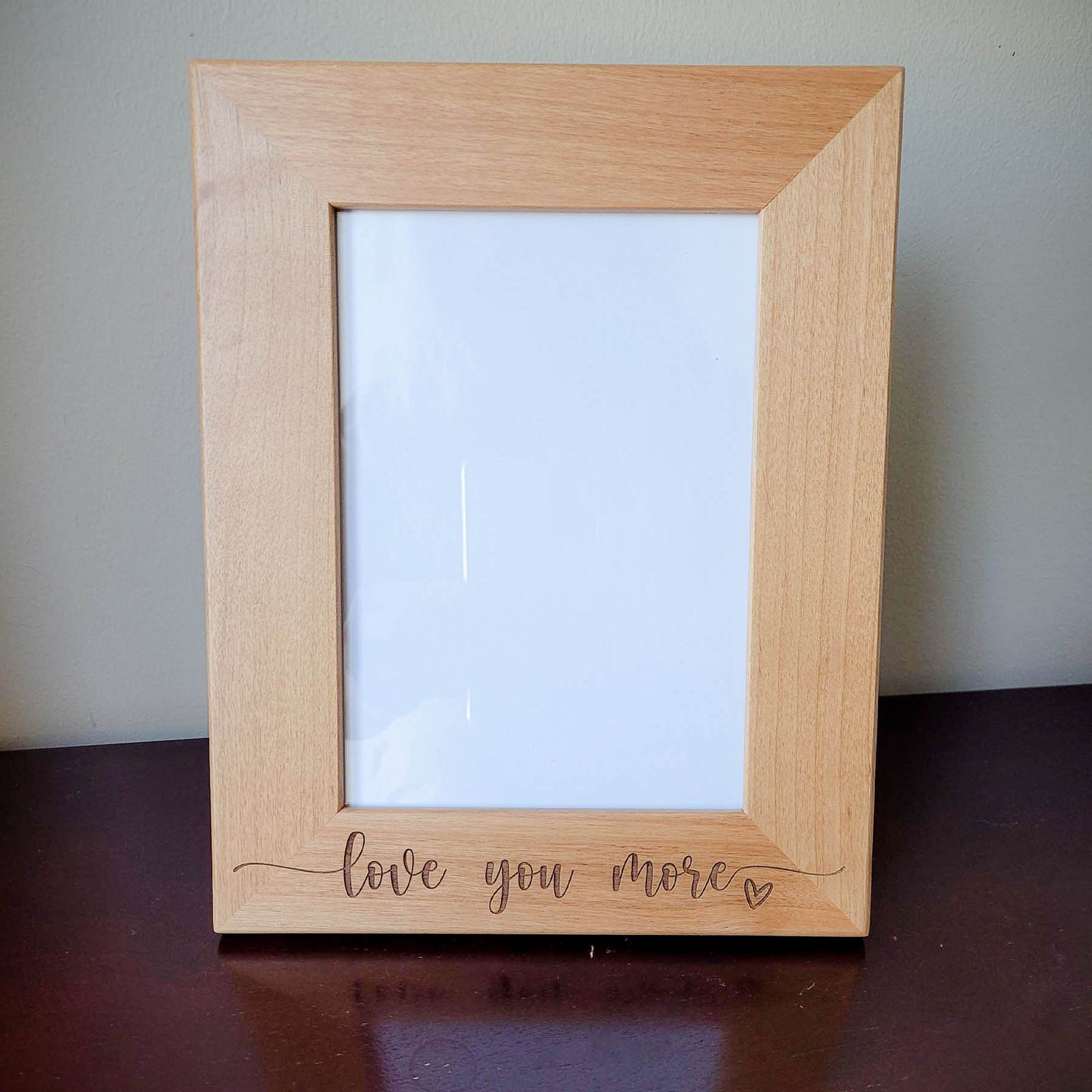 Love You More - Engraved Wood Picture Frame
