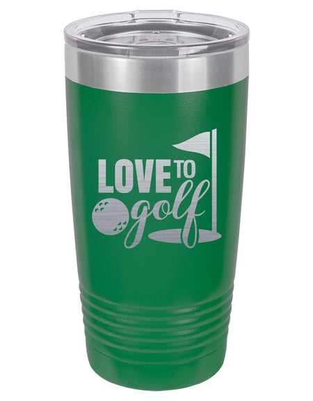 Love to Golf - Engraved 20oz Green Polar Came Tumbler - Sunny Box