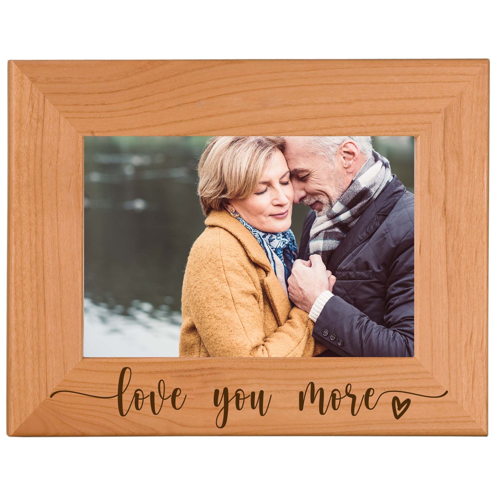 Love You More - Engraved Alder Wood Picture Frame - Sunny Box
