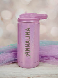 Personalized Engraved 12oz Kids Water Bottle Pink Magic Glitter by Sunny Box