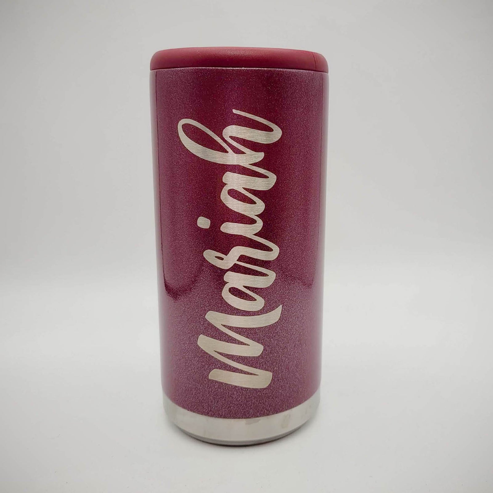 Engraved Skinny Can Cooler Rosewood Glitter Maars - Sunny Box