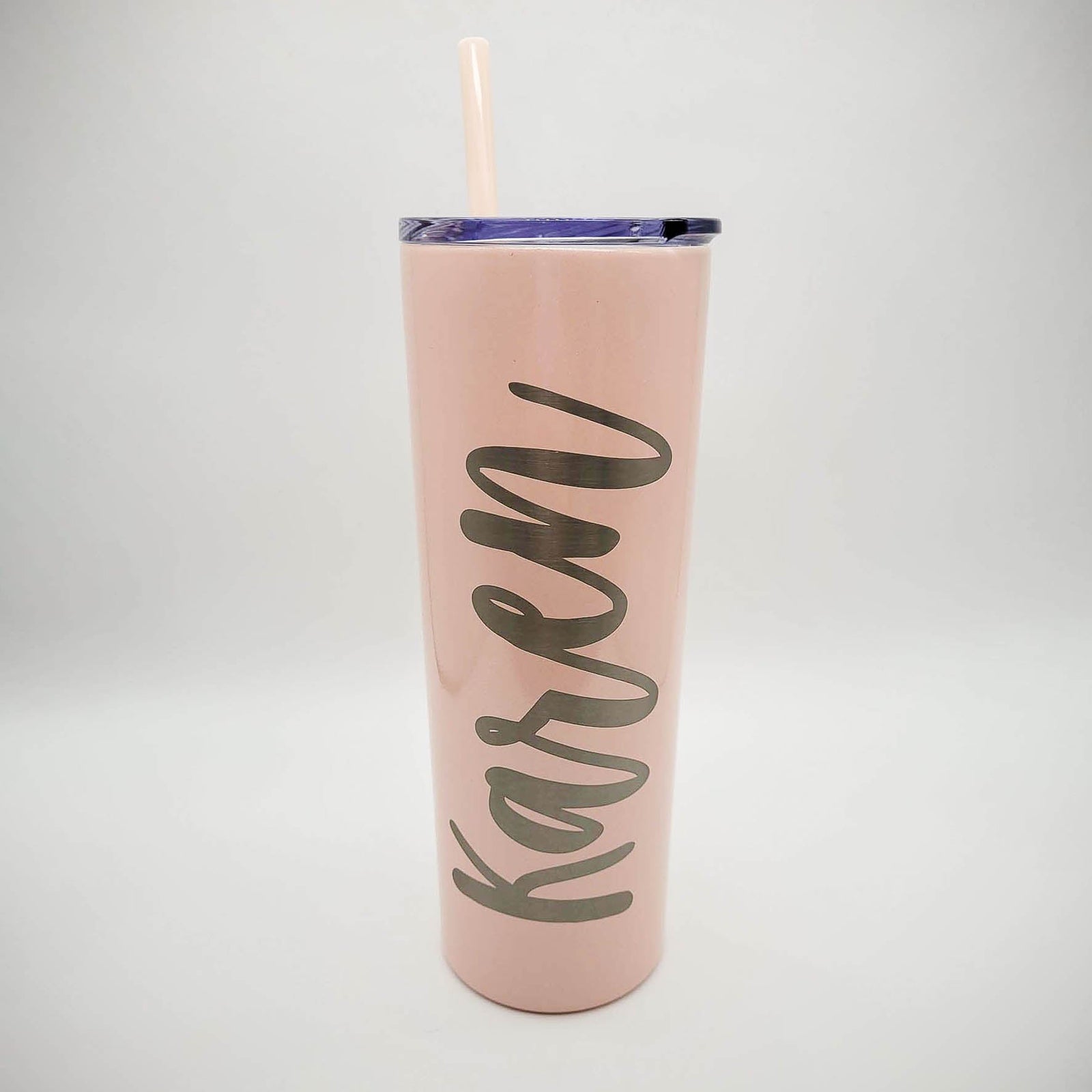 Personalized Engraved 20oz Skinny Tumbler Blush Glitter by Sunny Box