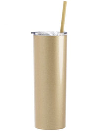 Personalized Engraved 20oz Skinny Tumbler Champagne Glitter by Sunny Box