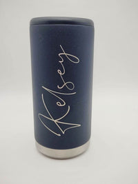 Personalized Engraved Skinny Can Cooler Navy Matte - Sunny Box