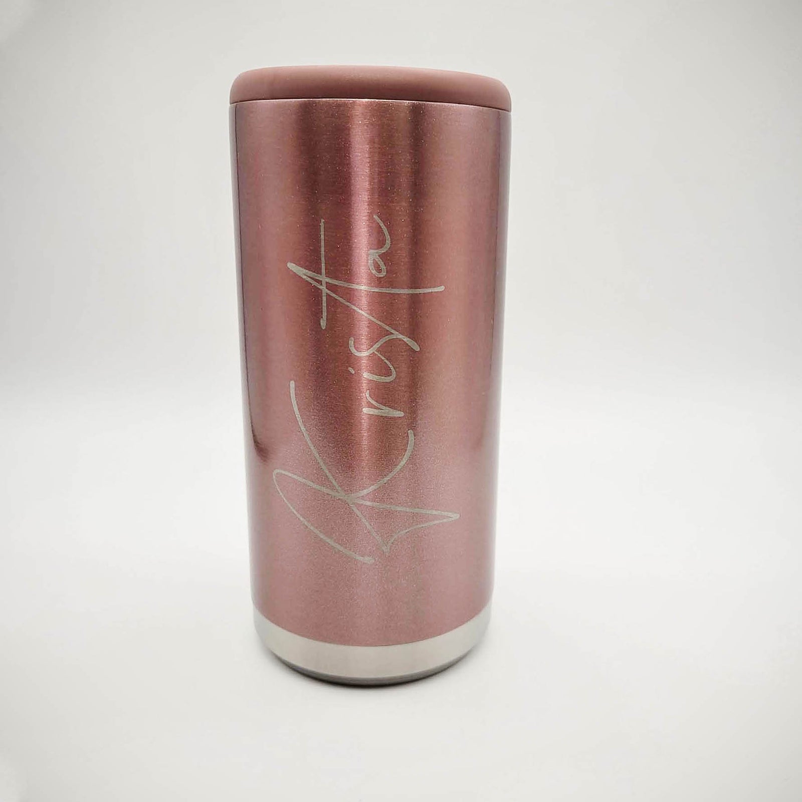 Personalized Engraved Skinny Can Cooler Rose Gold Glitter - Sunny Box