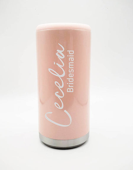 Personalized Engraved Skinny Can Cooler Maars blush Glitter - Sunny Box
