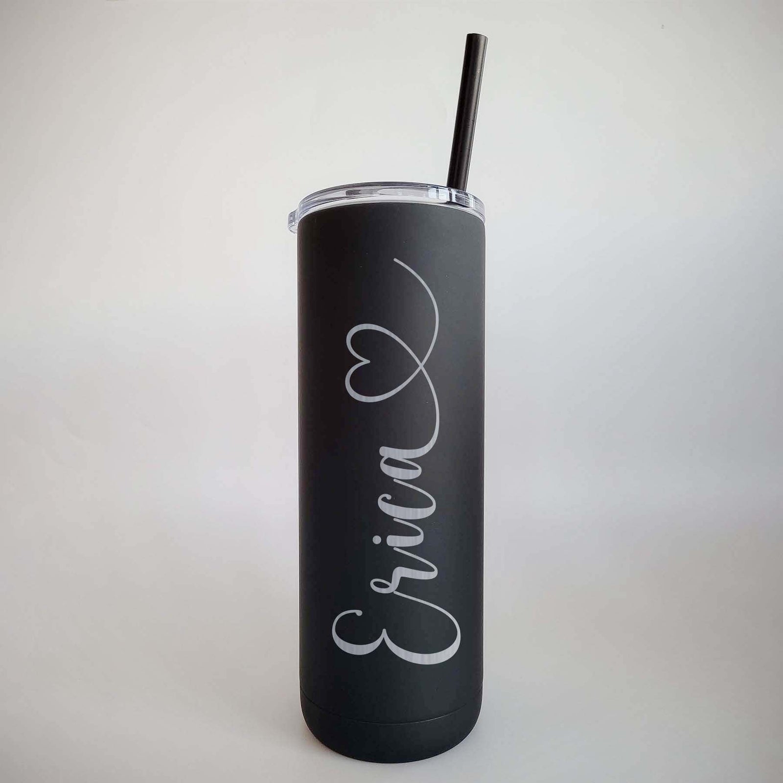 Engraved 20oz Skinny Tumbler Soft Matte Black by Sunny Box