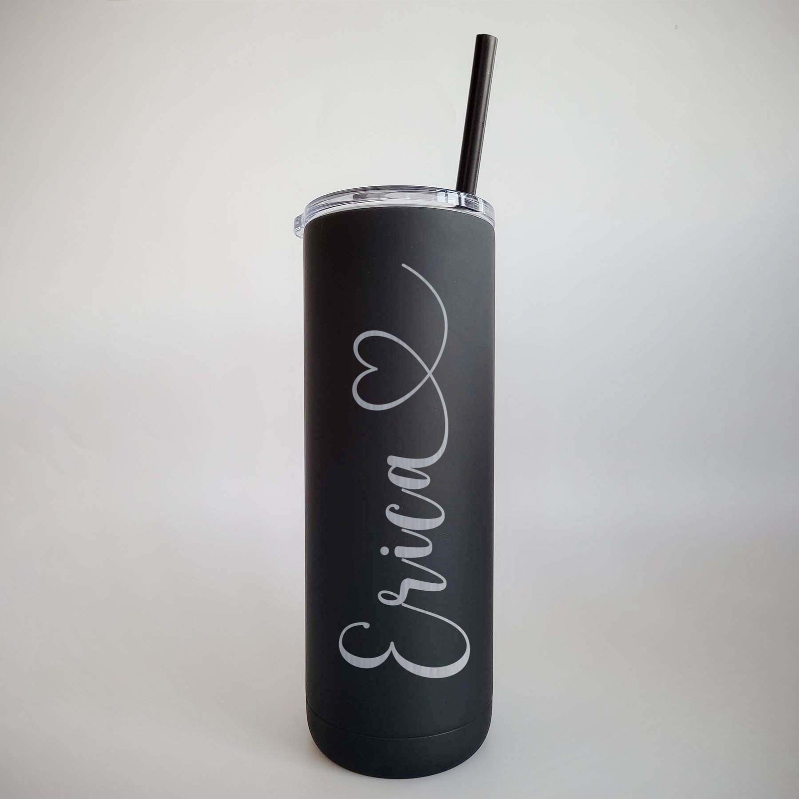 Personalized Engraved 20oz Skinny Tumbler Black Matte by Sunny Box