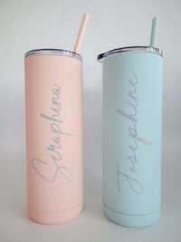 Personalized Engraved 20oz Skinny Tumbler Blush Matte Seaglass Matte by Sunny Box