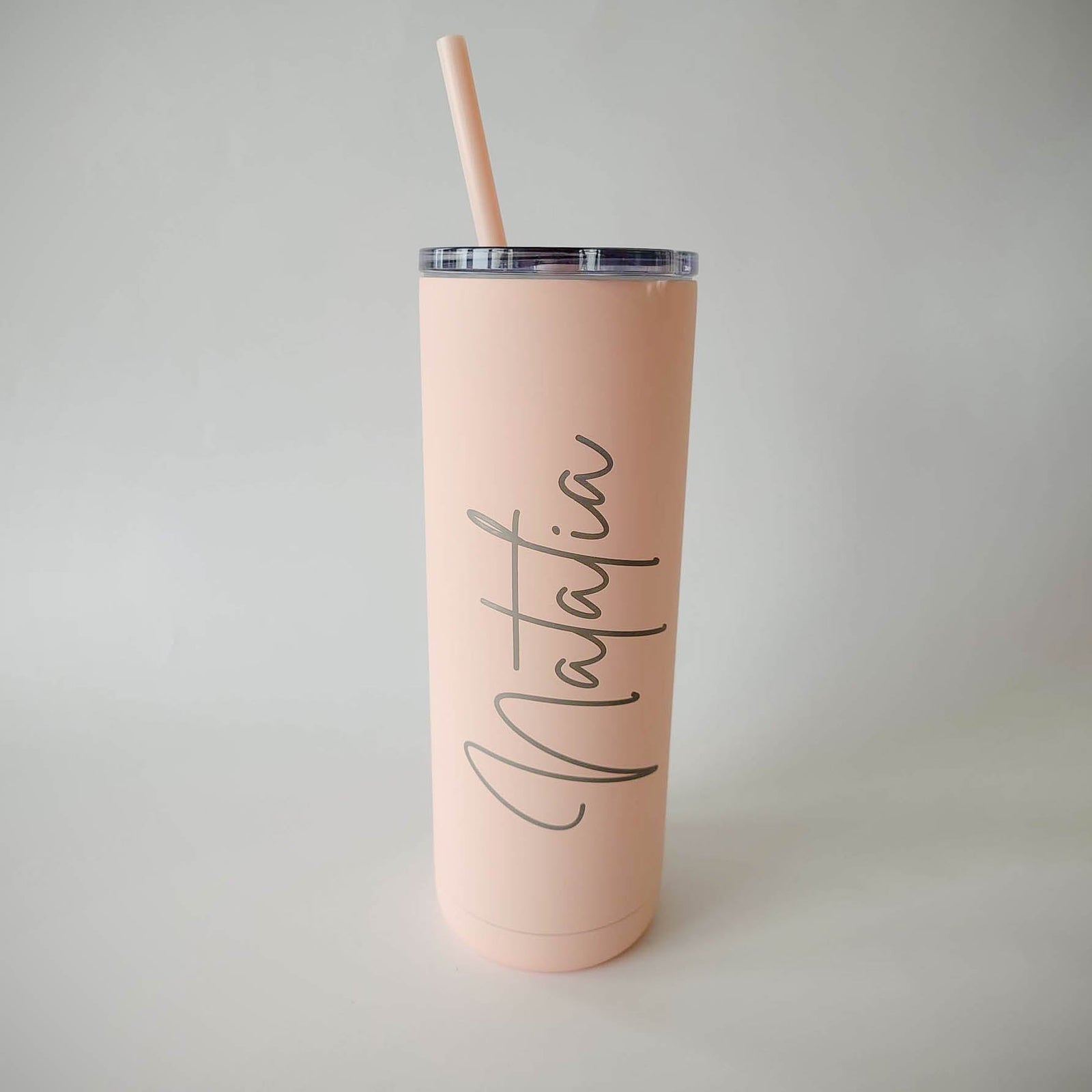 Engraved 20oz Skinny Tumbler Soft Matte Blush Pink by Sunny Box