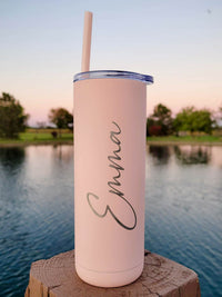 Personalized Engraved 20oz Skinny Tumbler Blush Matte by Sunny Box