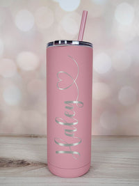 Personalized Engraved 20oz Skinny Tumbler Dusty Rose Matte by Sunny Box