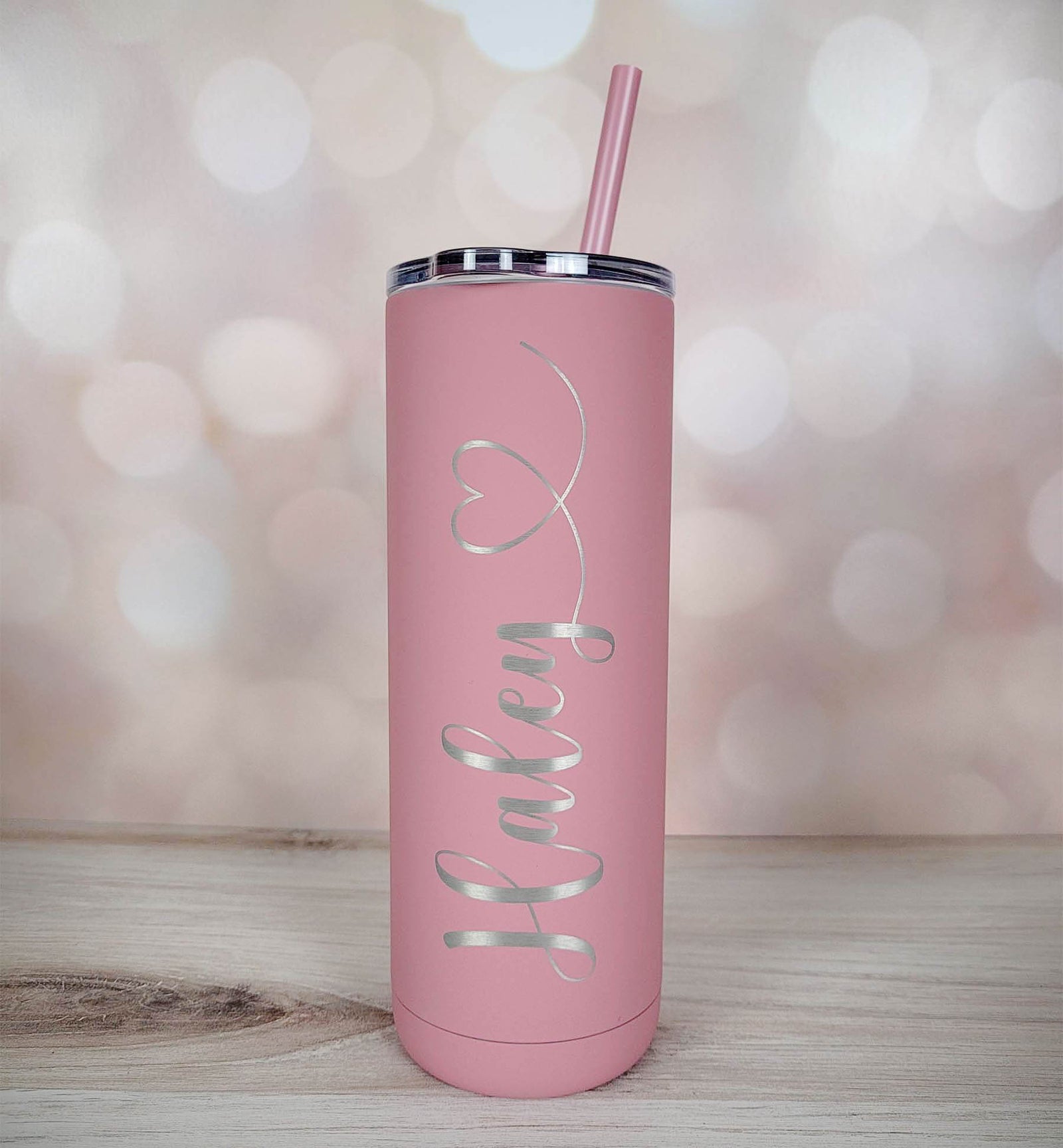 Personalized Engraved 20oz Skinny Tumbler Dusty Rose Matte by Sunny Box