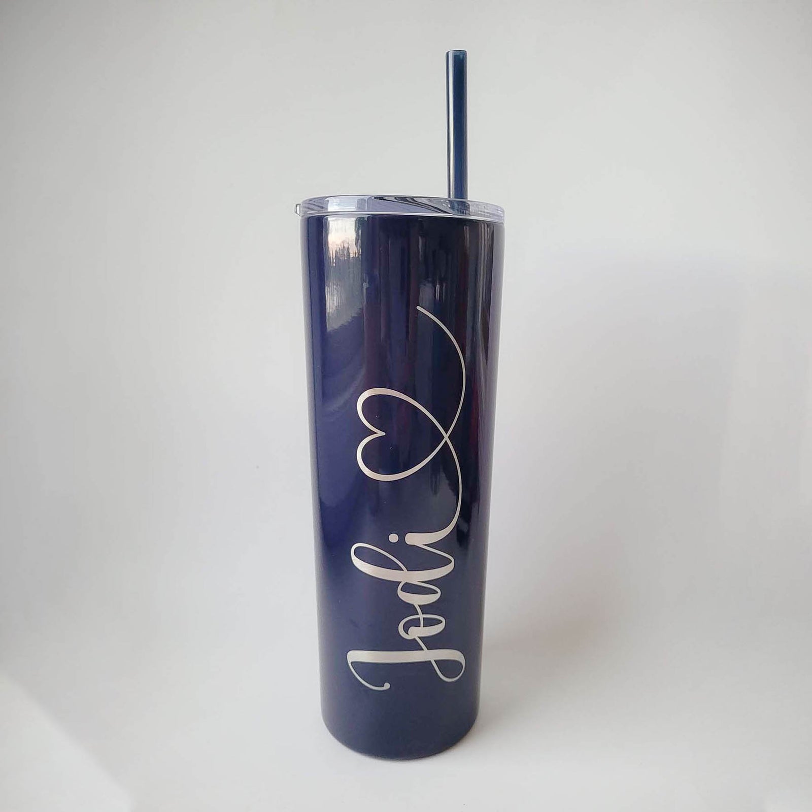 Personalized Engraved 20oz Skinny Tumbler Navy by Sunny Box