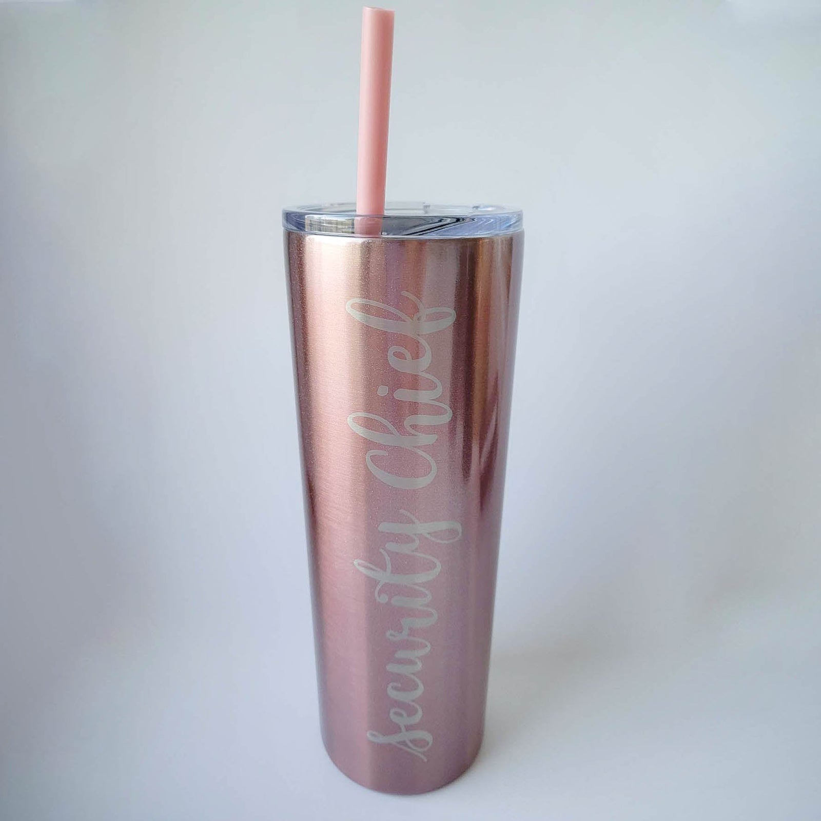 Engraved 20oz Skinny Tumbler Rose Gold Glitter by Sunny Box