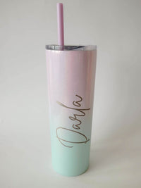 Personalized Engraved 20oz Skinny Tumbler Seablush Ombre by Sunny Box