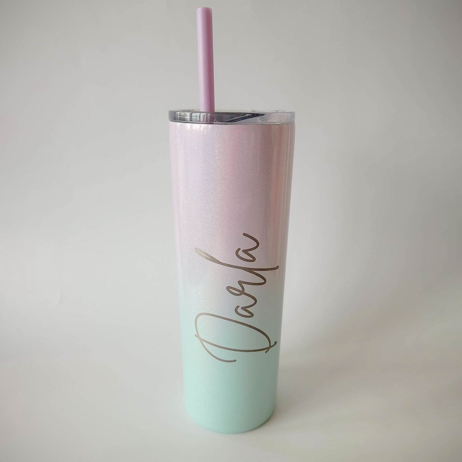 Personalized Engraved 20oz Skinny Tumbler Seablush Ombre by Sunny Box