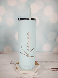Engraved 20oz Skinny Tumbler Soft Matte Seaglass by Sunny Box