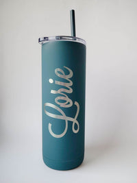 Engraved 20oz Skinny Tumbler Soft Matte Teal by Sunny Box