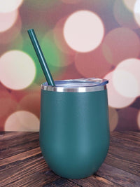 But First Wine Engraved 12oz Wine Tumbler Green by Sunny Box