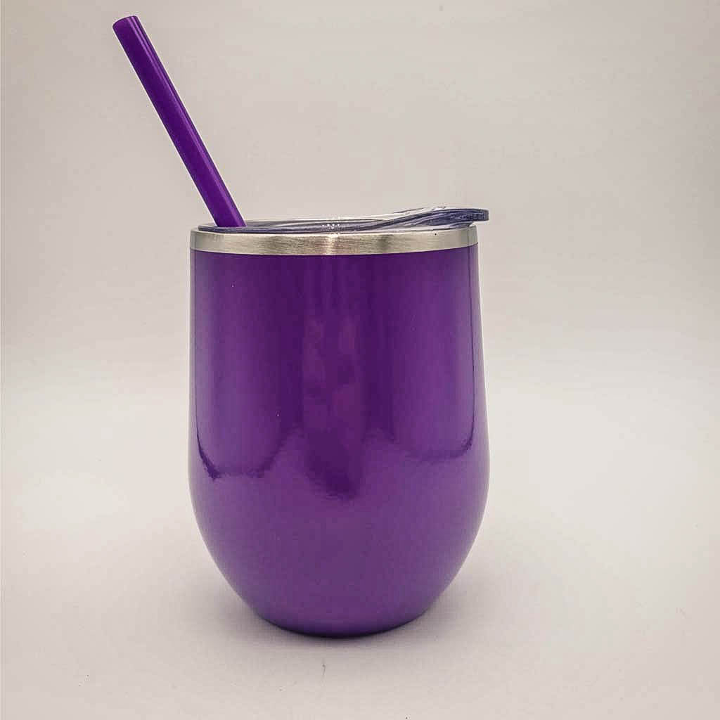 Christmas Time Mistletoe and Wine Engraved 12oz Wine Tumbler Purple by Sunny Box