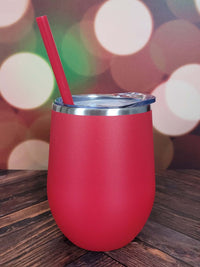 I Just Want to Drink Wine and Watch Christmas Movies Engraved 12oz Wine Tumbler Red by Sunny Box