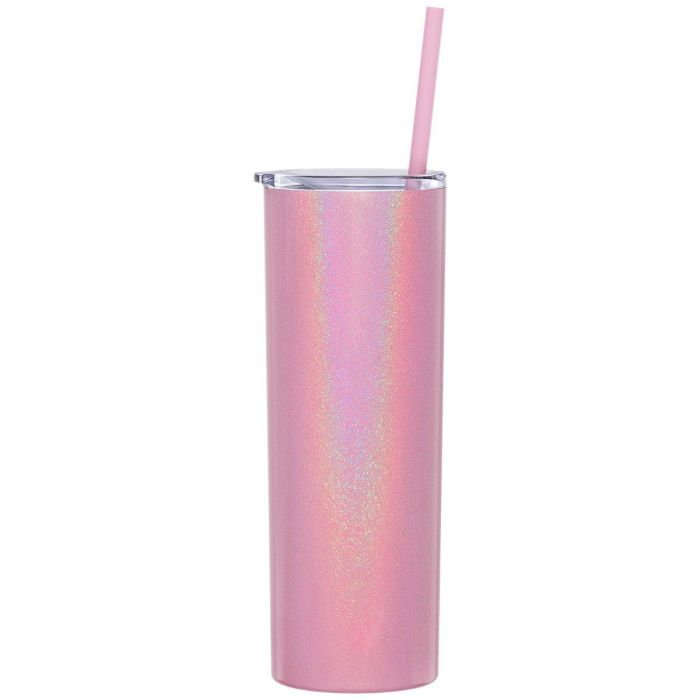Engraved 20oz Skinny Tumbler Pink Magic Glitter by Sunny Box