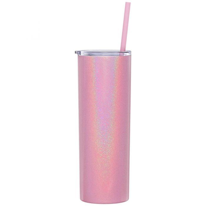 Pink & Gold Glitter Tumbler, 30 oz Skinny Tumbler with Straw, Personal –  The Blessed Honey Co.