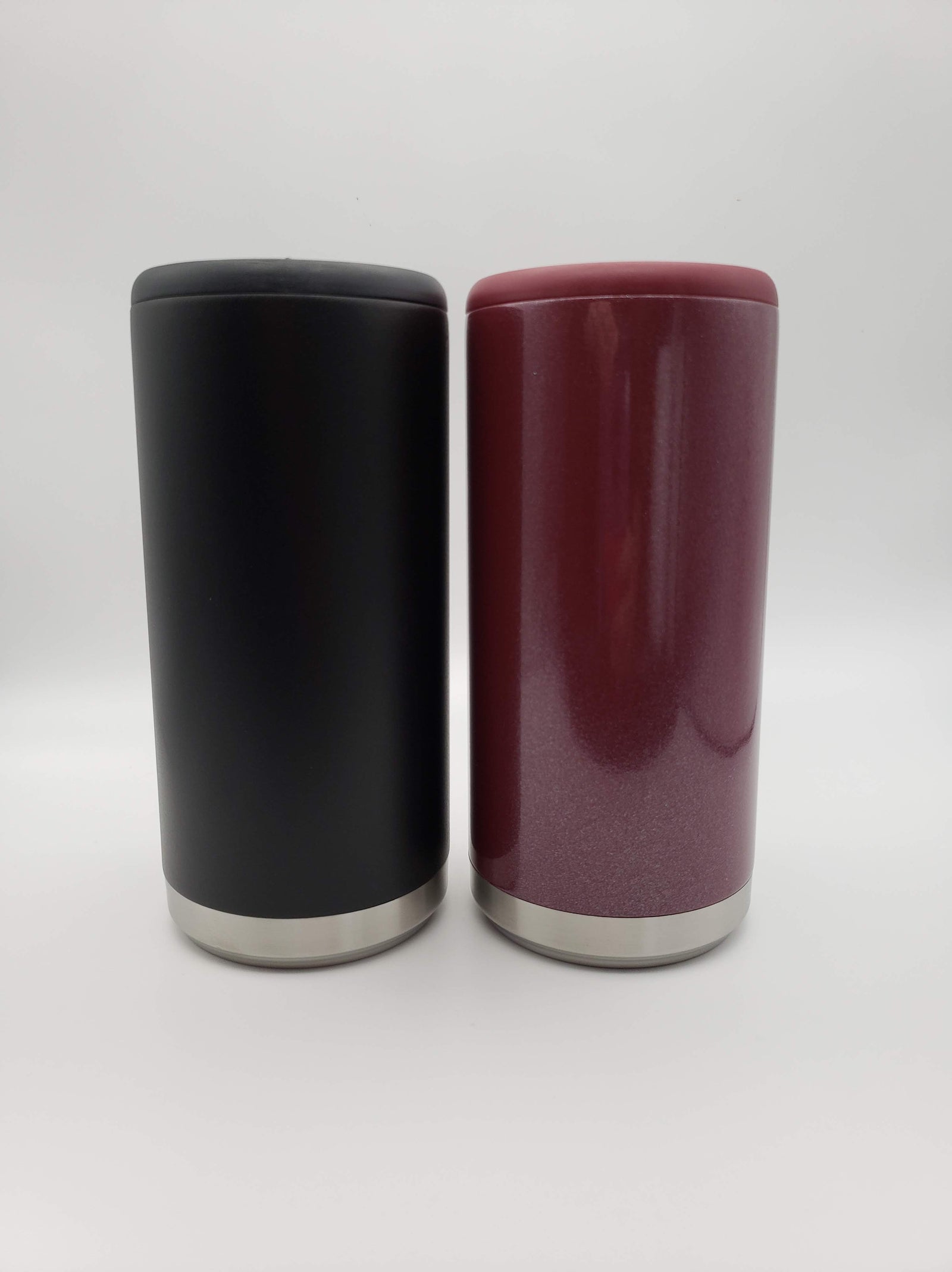 Personalized Engraved Skinny Can Cooler Maars Black Matte Rosewood Glitter - Sunny Box