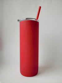 Engraved 20oz Skinny Tumbler Soft Matte Red by Sunny Box