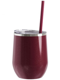 Tis the Season to Wine Engraved 12oz Wine Tumbler Rosewood Glitter by Sunny Box