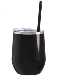 I Just Want to Drink Wine and Watch Christmas Movies Engraved 12oz Wine Tumbler Black Glitter by Sunny Box