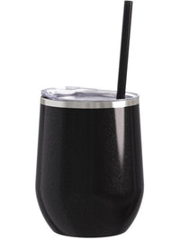 But First Wine Engraved 12oz Wine Tumbler Black Glitter by Sunny Box