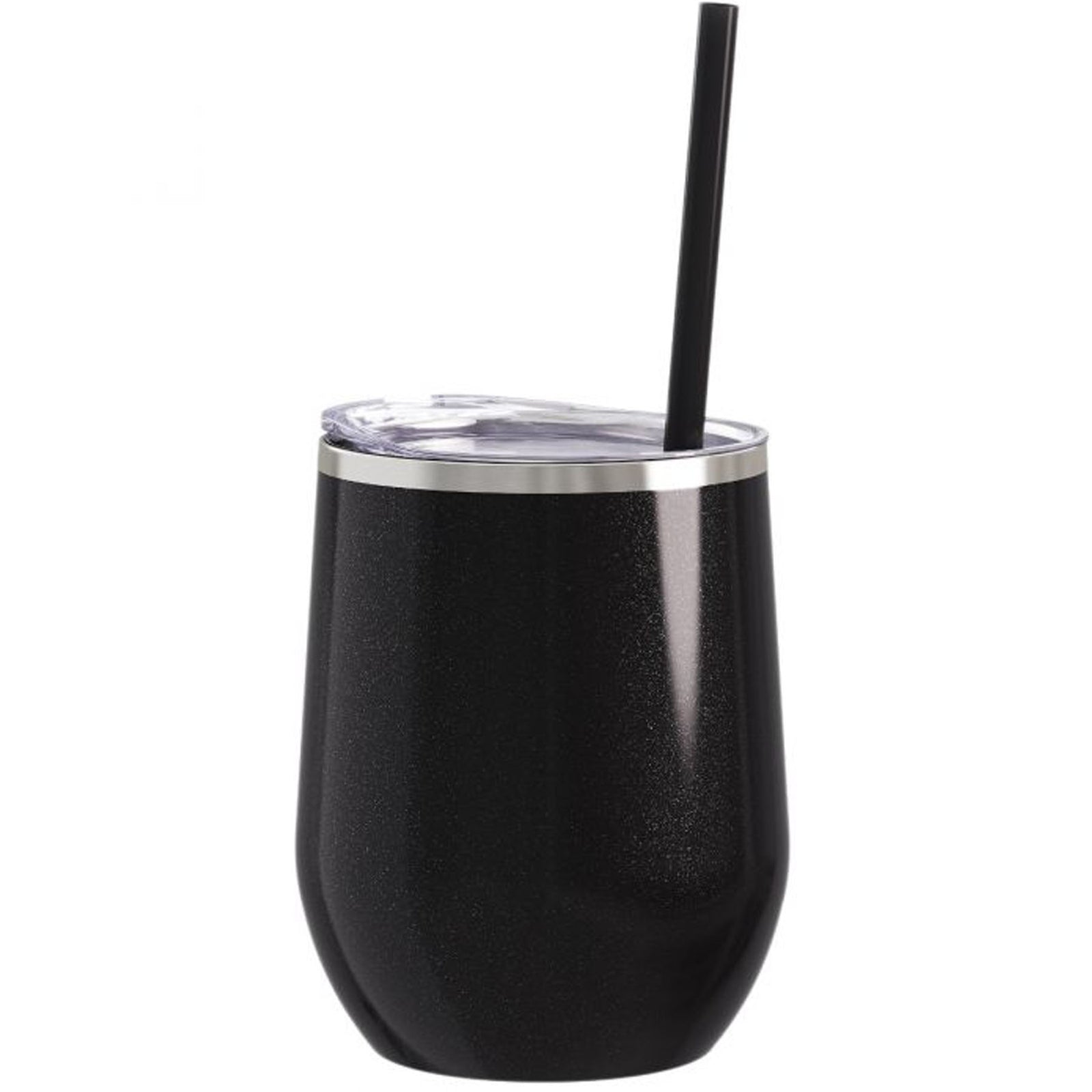 I Don't Give A Sip Engraved 12oz Wine Tumbler Black Glitter by Sunny Box