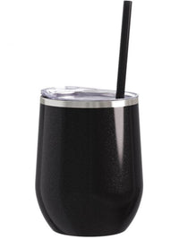 Uncork & Unwind Engraved 12oz Wine Tumbler Black Glitter by Sunny Box