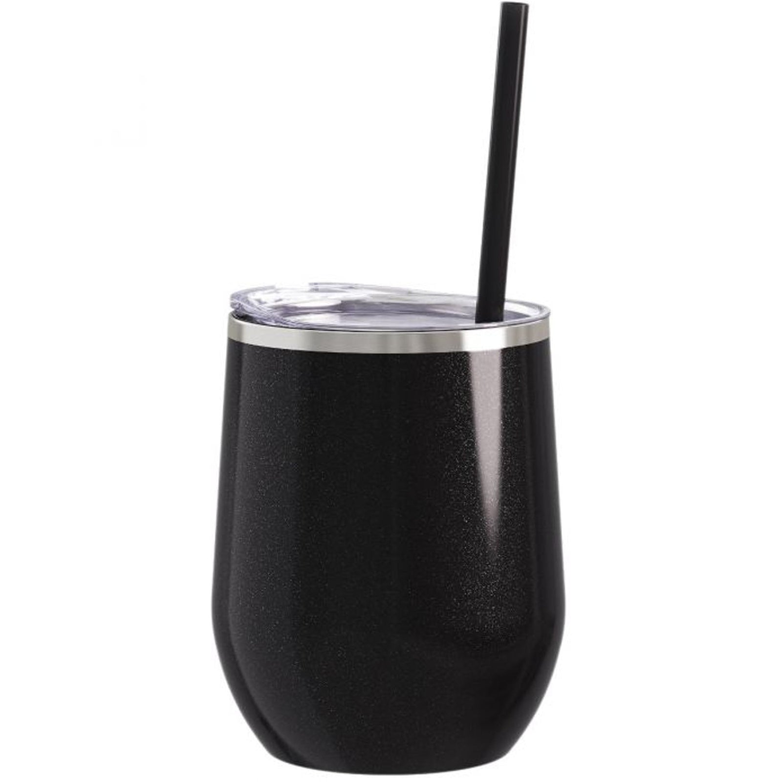 Uncork & Unwind Engraved 12oz Wine Tumbler Black Glitter by Sunny Box
