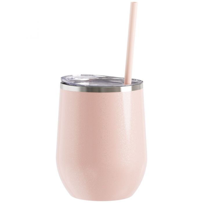 The Lake is My Happy Place Engraved 12oz Wine Tumbler Blush Glitter by Sunny Box