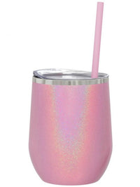 But First Wine Engraved 12oz Wine Tumbler Pink Magic Glitter by Sunny Box